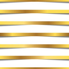 golden ribbons straight line seamless pattern on transparent background