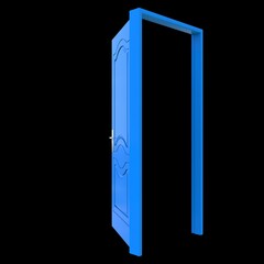 Blue door Accessible Gateway on Isolated White Backdrop