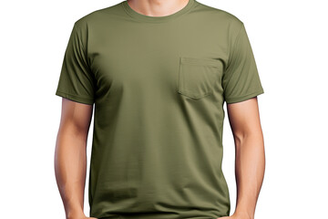 Mockup for olive green shirt pocket isolated on white background PNG