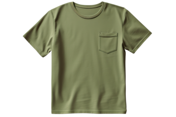 Mockup for olive green shirt pocket isolated on white background PNG
