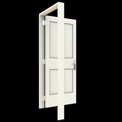 White door Wide-Open Doorway in Pure White Isolated Environment