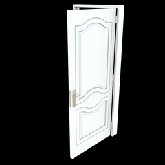 White door Opened Entry in Isolated White Backdrop