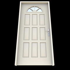 White door Revealed Gateway in White Background Isolation