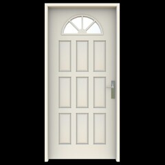 White door Unsealed Door on Isolated White Surface
