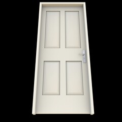 White door Illuminated Passage against White Isolated Setting