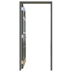 Gray door Welcoming Entry against White Isolated Setting