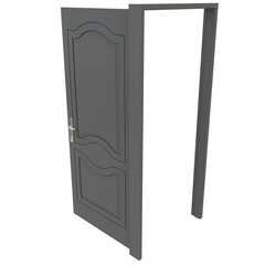 Gray door Unlocked Gateway on Isolated White Surface
