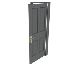 Gray door Welcoming Passage in White Background Isolation