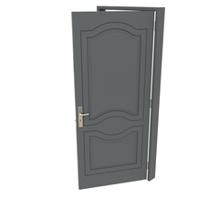 Gray door Accessible Entry in Isolated White Setting