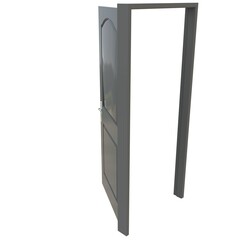 Gray door Unbarred Pathway on Pure White Isolated Canvas