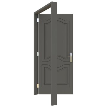Gray door Welcoming Doorway in White Background Isolation