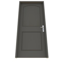 Gray door Illuminated Entryway on Isolated White Surface