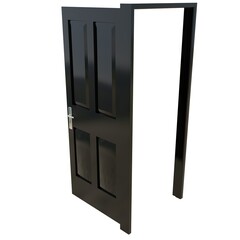 Black door Welcoming Access Point against White Isolated Setting