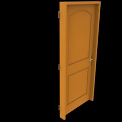 Orange door Wide-Open Access Point on Isolated White Canvas