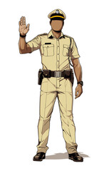 Fototapeta premium Indian police officer in uniform with gun