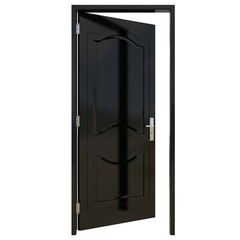Black door Unlocked Gateway against Pure White Isolated Canvas