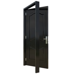 Black door Accessible Portal with Pure White Background Isolation