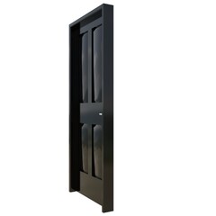 Black door Opened Entryway on Isolated White Backdrop
