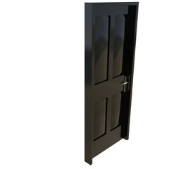 Black door Unsealed Access Point on Isolated White Canvas