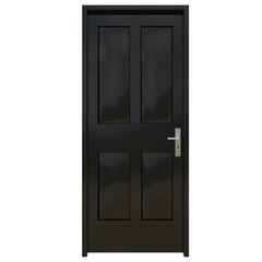 Black door Welcoming Doorway against Isolated White Surface