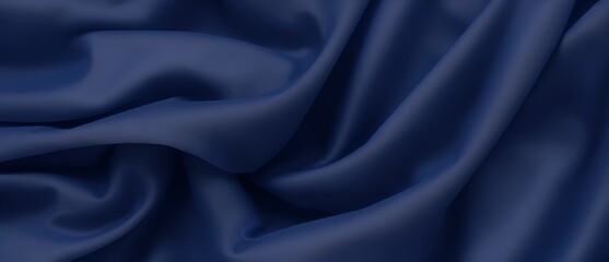 Fototapeta premium Wavy dark blue organza fabric detailed texture background from Generative AI