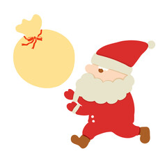 プレゼント袋を運ぶサンタクロースのイラスト
Santa Claus Carrying a Gift Bag Illustration
