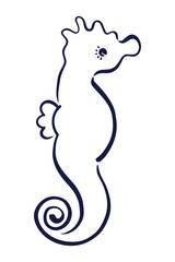 筆タッチのタツノオトシゴの線画イラスト
Brush Style Line Drawing Illustration of Seahorses