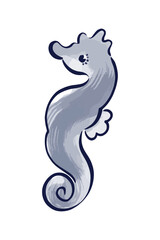 筆、水墨画タッチのタツノオトシゴの和風イラスト
Brush and Sumi-e Style Japanese,Ink painting Illustration of Seahorses
