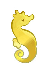 ゴールド_水墨画タッチのタツノオトシゴの和風イラスト
Gold Sumi-e Style Japanese Illustration of Seahorses
