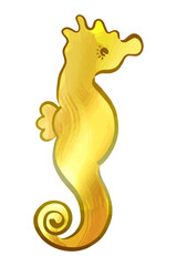 ゴールド_水墨画タッチのタツノオトシゴの和風イラスト
Gold Sumi-e Style Japanese Illustration of Seahorses
