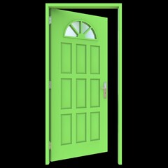 Green door Accessible Gateway on Isolated White Backdrop