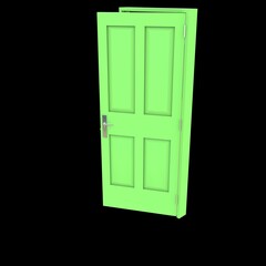 Green door Accessible Entryway with Isolated White Backdrop