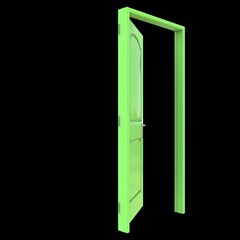 Green door Wide-Open Access Point on Isolated White Canvas