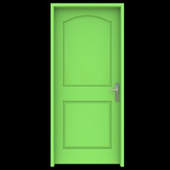 Green door Wide-Open Entryway with Isolated White Setting