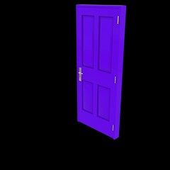 Purple door Wide-Open Access Point against Isolated White Setting