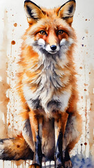 fox watercolor painting Created by artificial intelligence