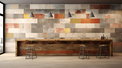 Colorful digital wall tile design for kitchens