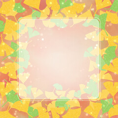 秋の紅葉のイチョウが舞うフレーム背景素材