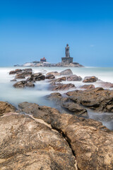 Fototapeta na wymiar Thiruvalluvar Statues on Kanyakumari Beach.