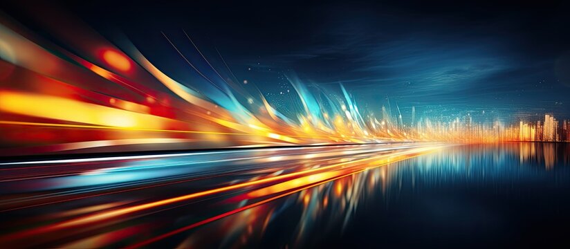 Abstract background created by double exposing motion blurred night lights
