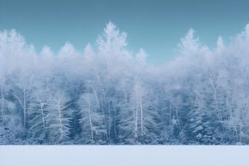 Obraz premium snow dusted winter landscape in colorpop style revealing an untouched virgin snow layer stretching. Generative AI