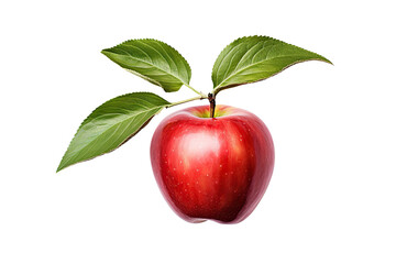 apple with leaves isolated on transparent background