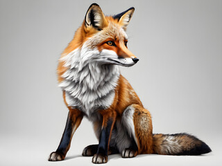 Obraz premium Black and white drawing of a fox Created by artificial intelligence