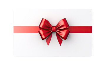 gift card with ribbon on isolated transparent background