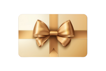 golden gift card on isolated transparent background