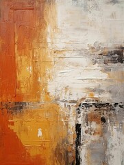 an oil painting of an abstract landscape showing orange and black