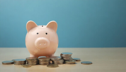 money coins sprouting as plants, piggy bank, and clock representing financial growth, savings, inflation, and long-term investment opportunities. Financial investment and prosperity with interest