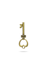 vintage golden skeleton keys isolated on white background with clipping path.