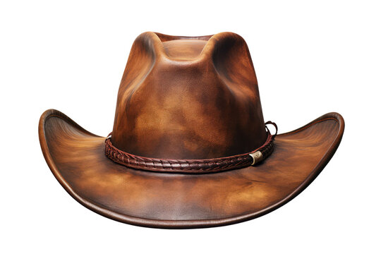 leather cowboy hat on an isolated transparent background