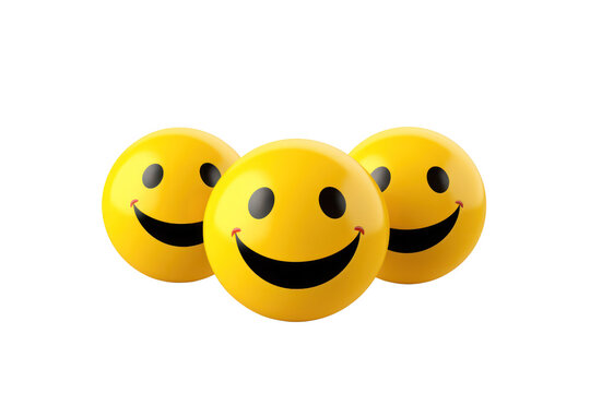 cute 3d smile emoji balls on isolated transparent background